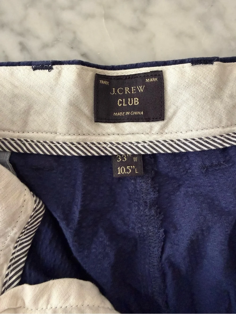 J.Crew Club Seersucker-Texture Shorts – Navy – 33W x 10.5” Inseam